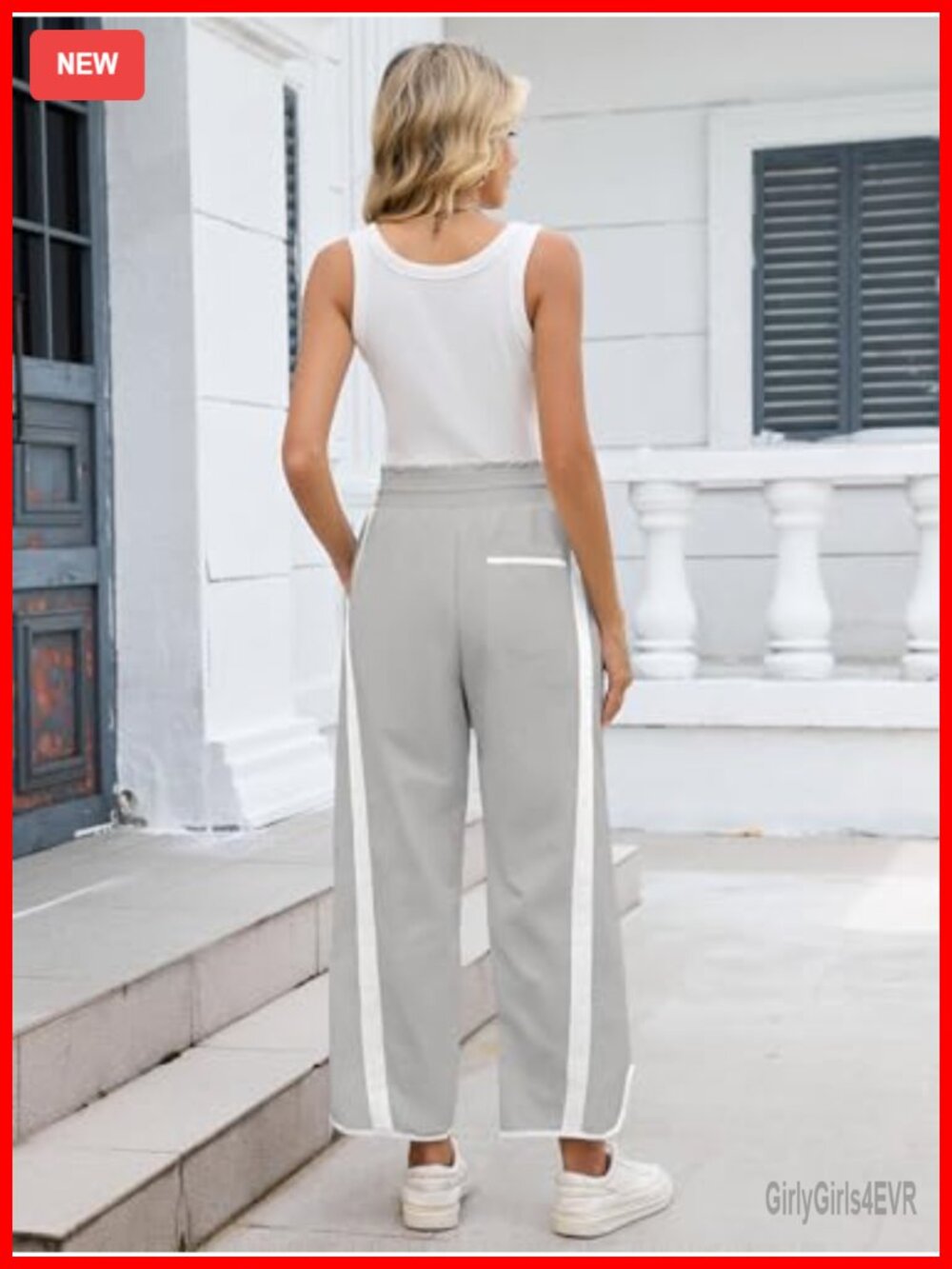Womens Wide Leg Track Pants Drawstring High Rise Polyamide - Picture 3 of 5